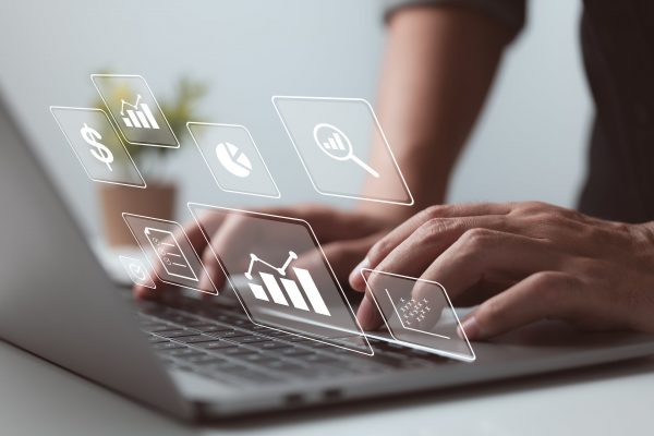 Analyze a company profit and financial performance, business analytics intelligence (BI) concept, KPI, and financial charts are used.